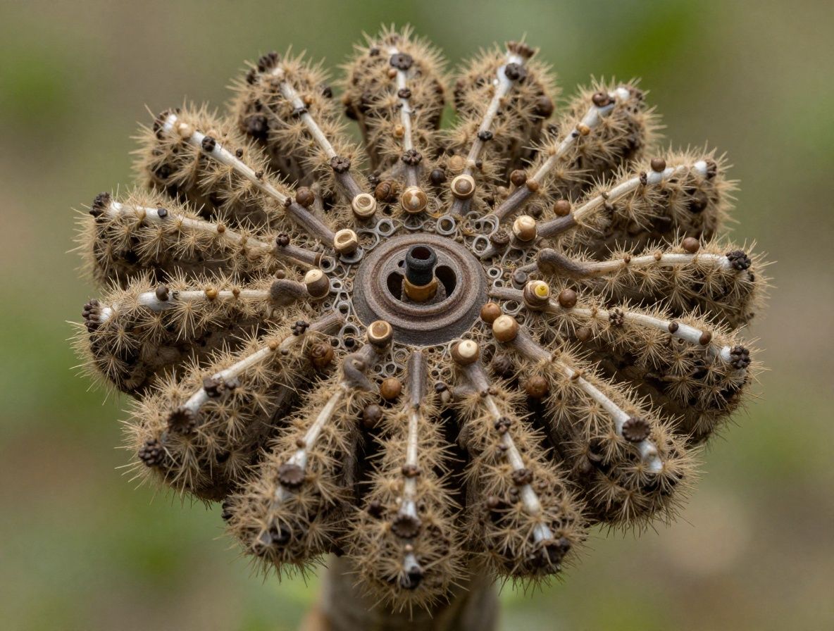 Tieteellinen lähikuvaus kasvinkudoksesta mikroskoopilla, vihertävät solurakenteet abstraktina poikkileikkauksena orgaanisesta materiaalista